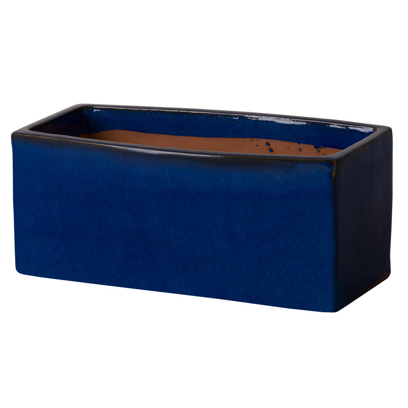 Handmade Ceramic Pot Planter, Blue, 6" H x 15" W x 6" D