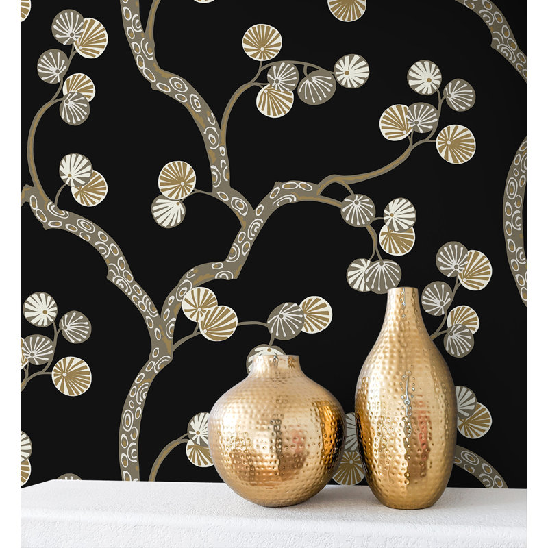  Papier peint adhésif Snowlands Woodland Whimsy, Noir et or