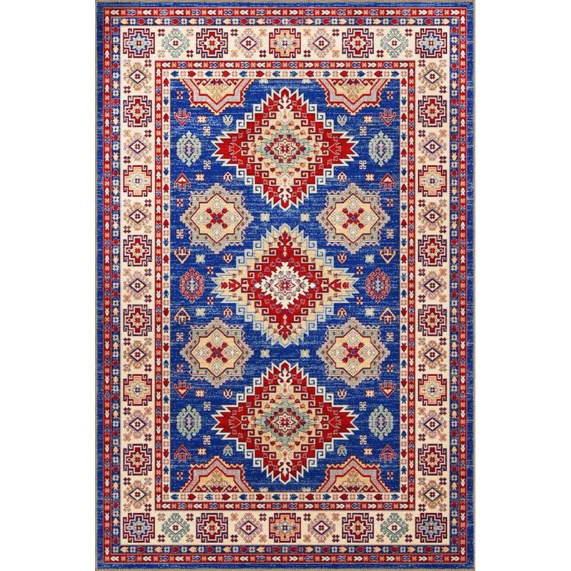 Tapis bleu lavable décoratif moderne rétro, Sous-tapis carré 3 pi 3 po inclus