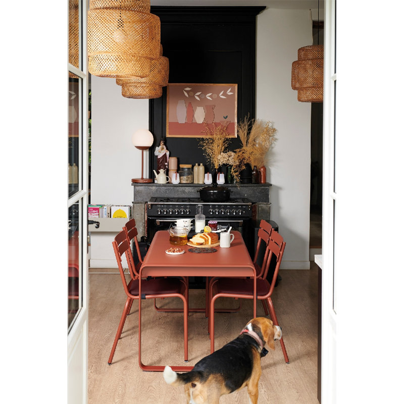 Luxembourg Outdoor Dining Side Chair, Red Ochre, 4