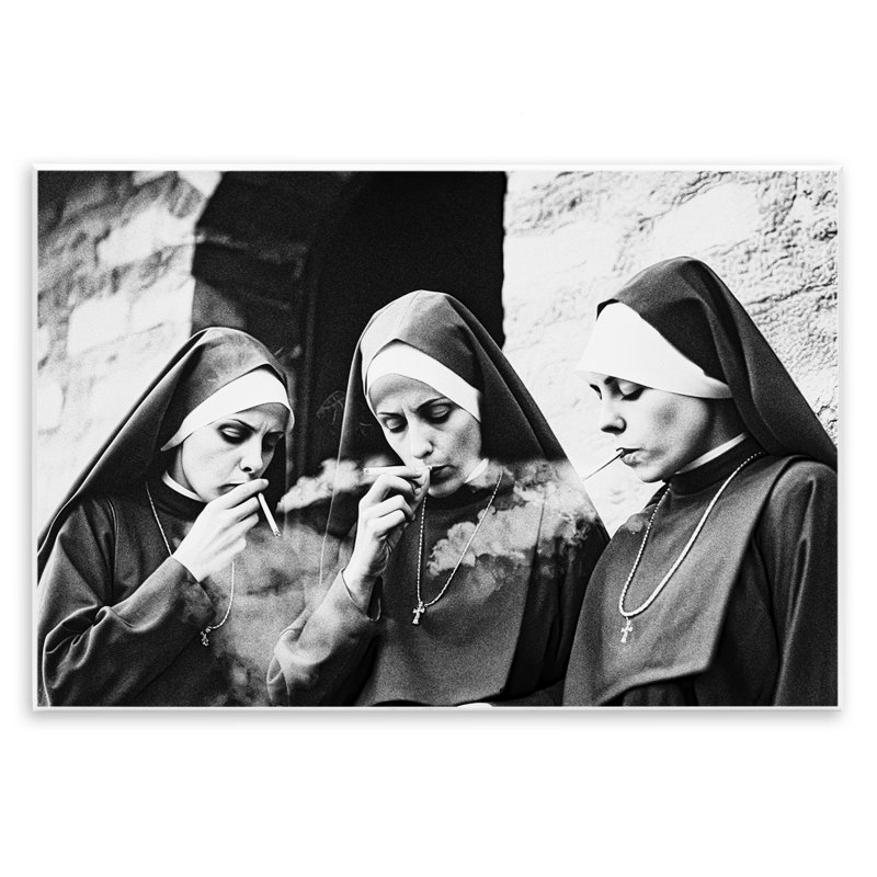 Plaque murale "Les Nonnes qui fument", design par Decent Exposures, H 10 po x l 15 po