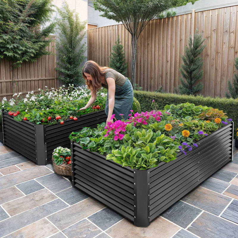Mahika 12x4x1ft Metal Raised Garden Bed