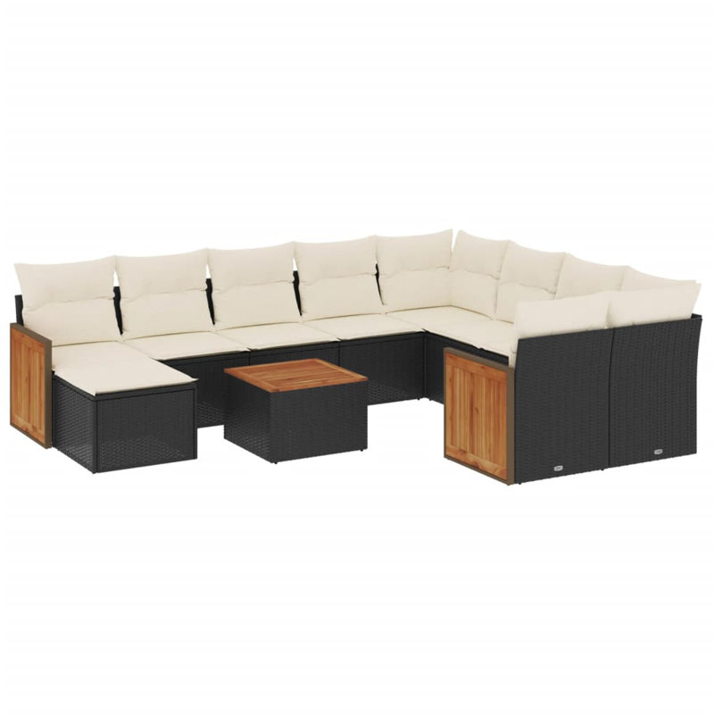Ensemble de canapé de jardin Vidaxl noir, blanc crème