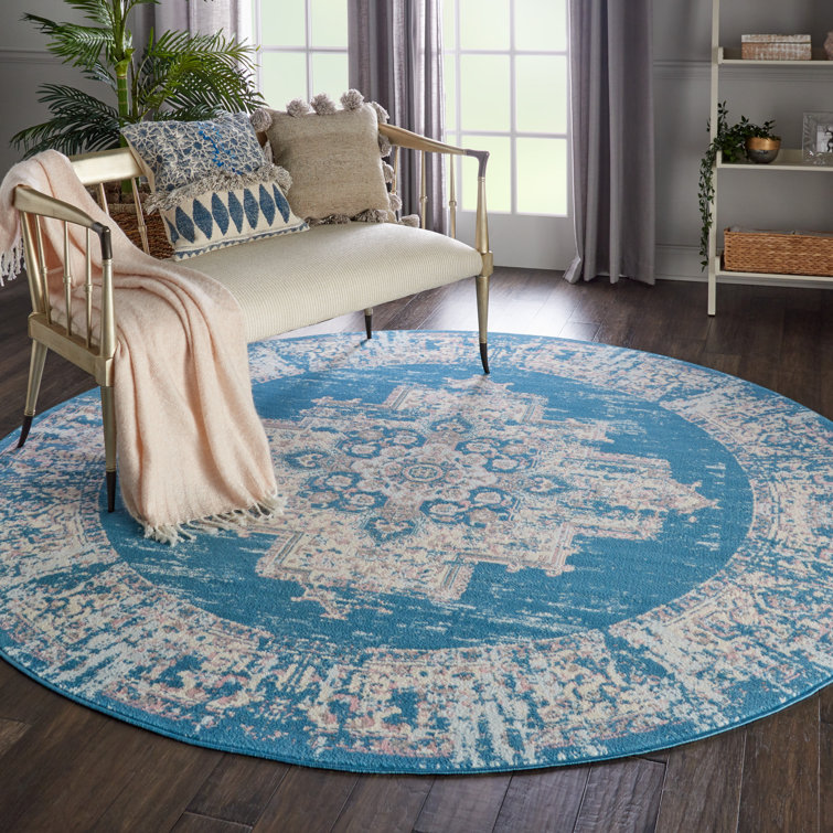 Burnie Oriental Blue/Ivory Area Rug