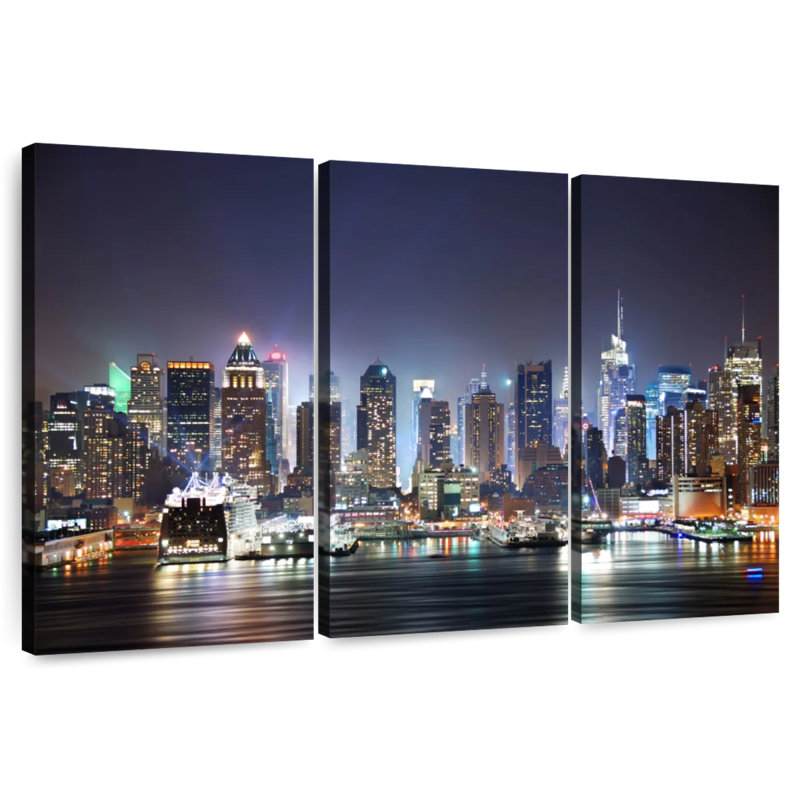 Sirci NYC Manhattan Nightscape, H 36 po x l 57 po