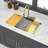 Drop In Waterfall Kitchen Sink - 33X22" White Composite Granite Quartz Single Bowl Workstation Kitchen Sink With Pull-Out Faucet