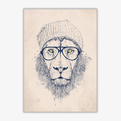 Cool Hipster Lion by Mercedes Lopes Charro - Print