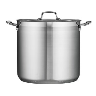 Bene Casa Stainless-Steel Stock Pot w/ lid, 8-quart capacity, reinforced  bottom