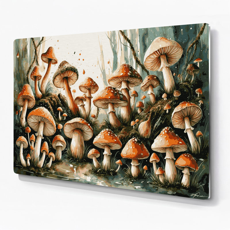 Art mural d'Halloween, champignons et champignons, H 24 po x l 36 po