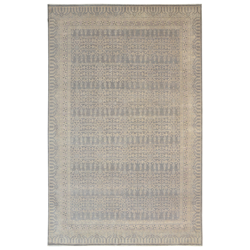 Tapis en laine noué à la main brun / beige, Rectangle de 2 pi x 3 pi