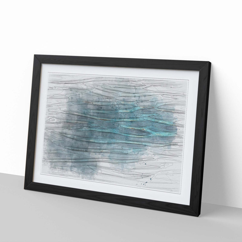 Seascape Ripples in Abstract - Picture Frame Graphic Art Print, 50cm H x 76cm W x 2cm D, Black
