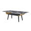 Table basse rectangulaire avec plateau en verre texturé marbre et base en bois cintré, noir mat, 47 pouces