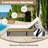 Outdoor Acacia Chaise Lounge-437934082