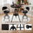 Set Of 2,Dia 23.62" Round Pub Table Height Adjustable With 360 Swivel Metal Tabletop For Dining Bistro Cafe Home Bar, Rustic Black-750624639