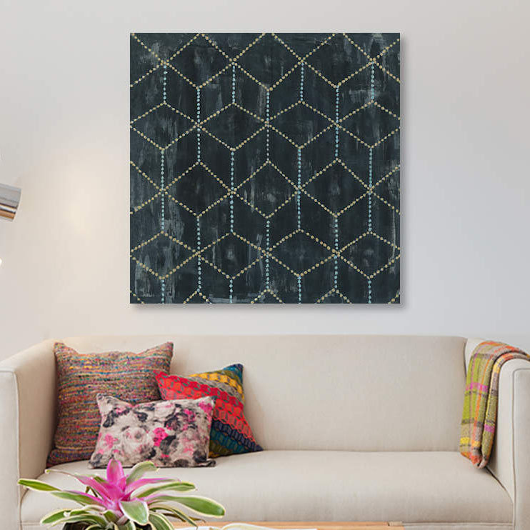 «Geometric V», impression sur toile, H 37 po x l 37 po x P 1,5 po, Toile tendue, Pas de tapis
