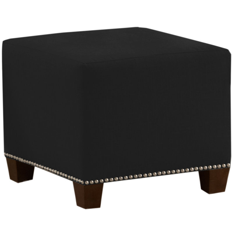 Cliffcrest Upholstered Ottoman, Classic Black Linen