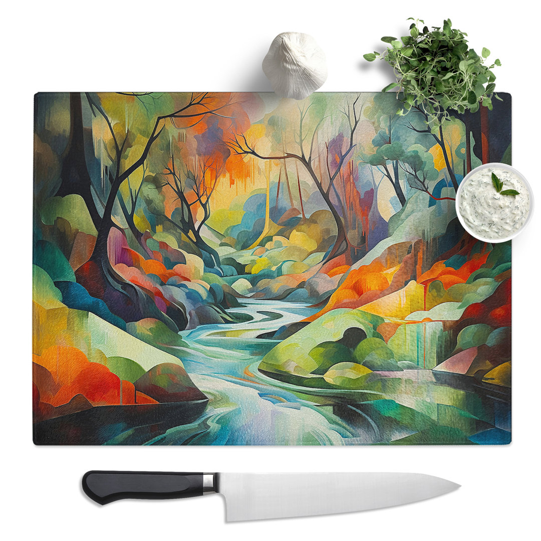 Stream Orphism  Glass Chopping Board