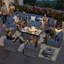 Ensemble de canapé modulaire en forme de L pour 8 personnes avec chaises pivotantes et 2 tables d'appoint, conversation en rotin rembourré pour le jardin et la cour-948821888-967092042