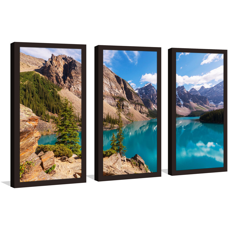 Moraine Lake in Banff National Park - Ensemble de 3 reproductions de photos sur acrylique, H 25,5 po x l 40,5 po x P 1 po