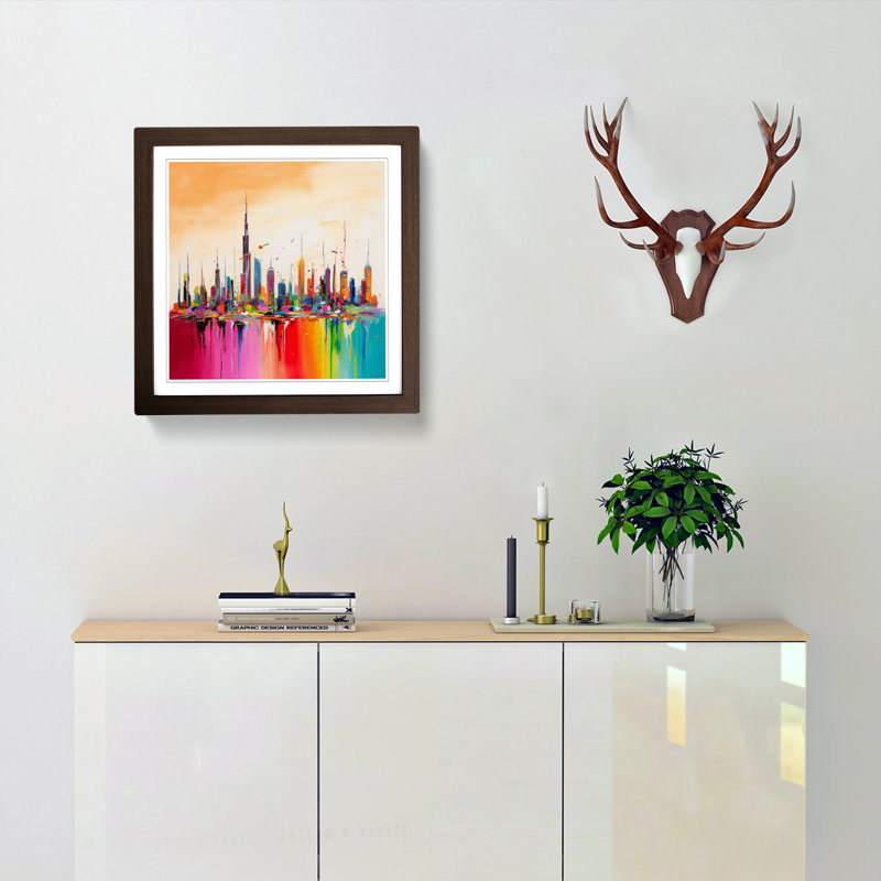 City Of Dubai Colour Field - Single Picture Frame Print on Wood, Walnut