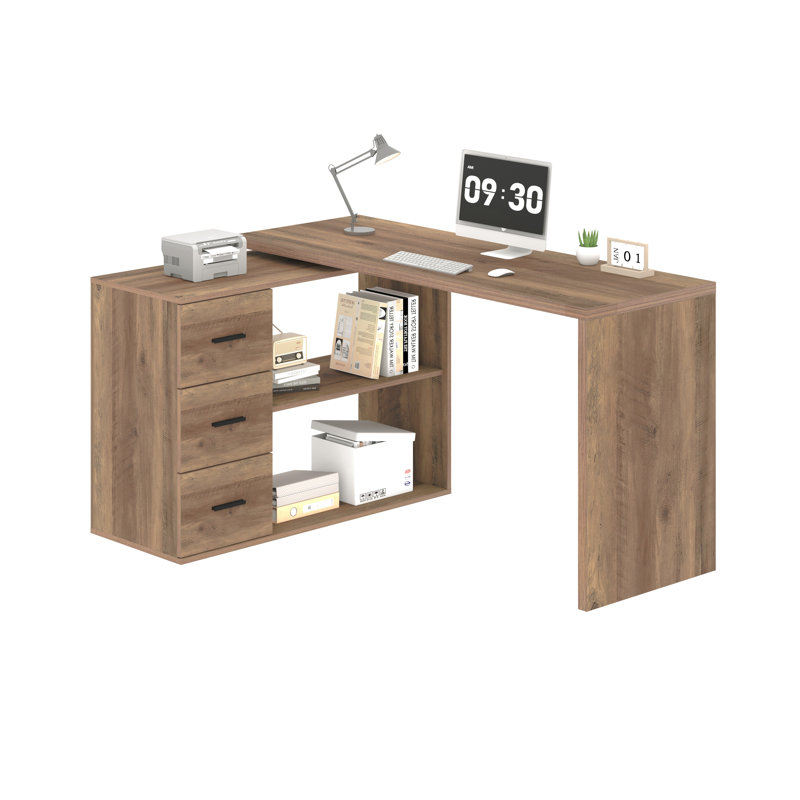 Jahnvi L-shaped desk, Rustic Oak, 29.9" H x 55.1" W x 19.7" D