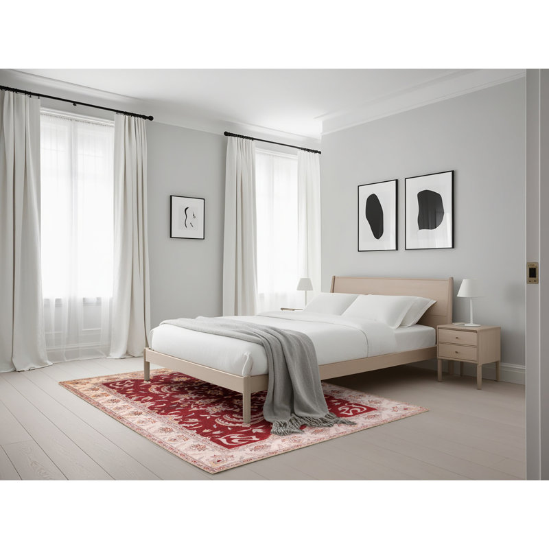 Tapis oriental rouge / ivoire Boghos, Rectangle 5 pi x 7 pi