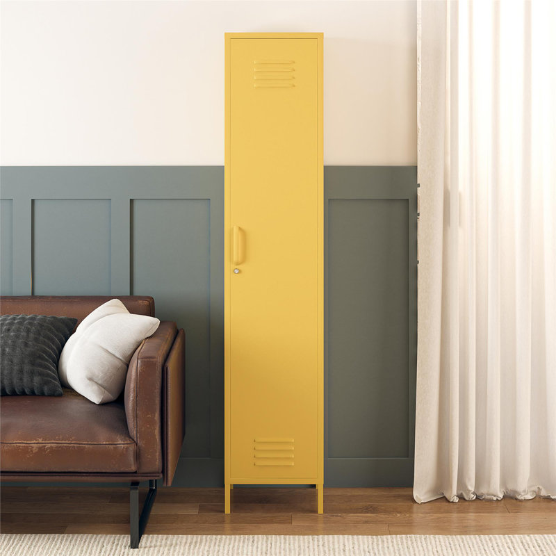 Armoire de rangement à 4 tablettes Gioia, Jaune moutarde