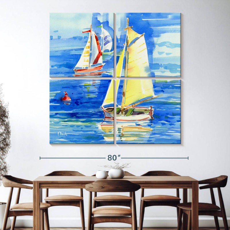 Mehar Cape Sailboats Square IV, 74" H x 74" W