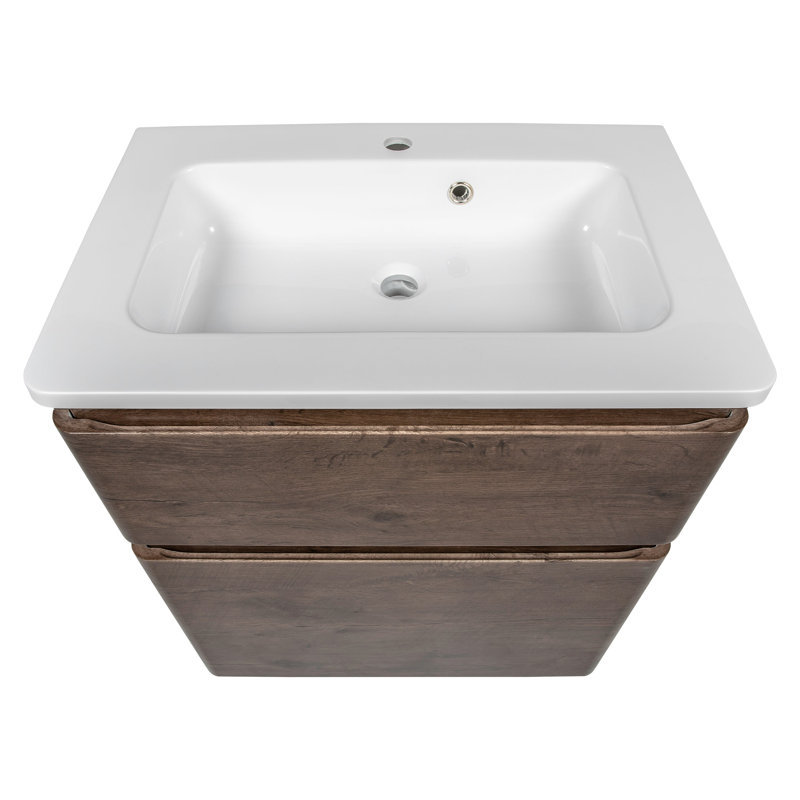 Meuble-lavabo simple avec plateau 23,4 po Jermail, Bois de rose
