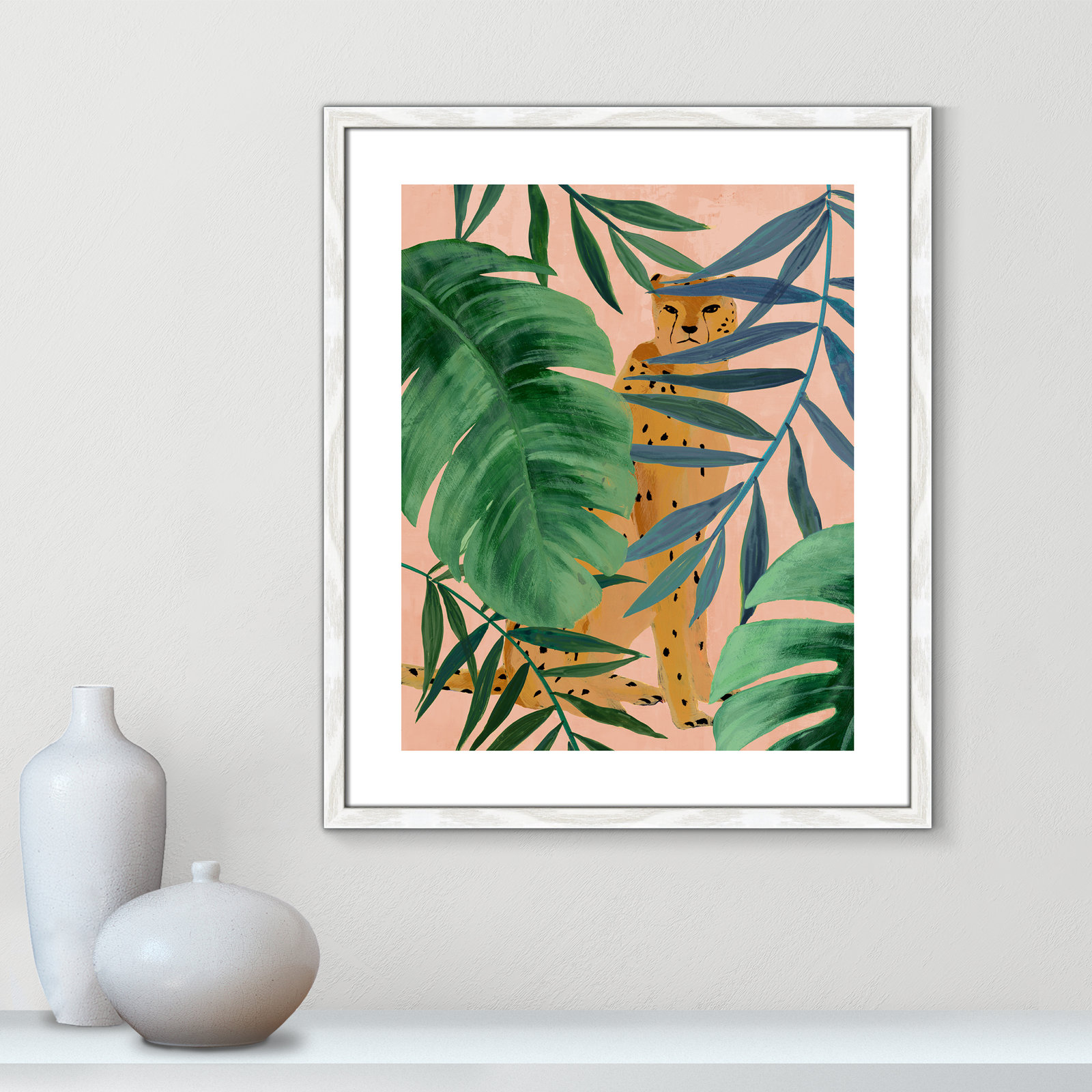 Allie "Silent Jungle" Painting by Isabelle Z, 25.5" H x 21.5" W x 0.75" D, White Wood Framed Paper