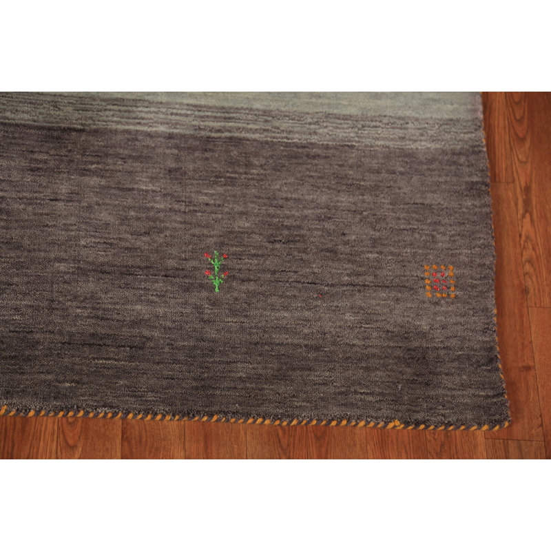 Tapis oriental rayé à motif tribal Gabbeh