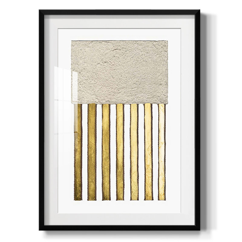 «Monolithe Gold II», reproduction encadrée, Papier avec cadre noir, Blanc