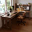 Bureau en fer massif en forme de L brun noyer + noir-847565307-847565301
