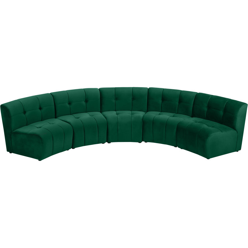 Jedson Velvet Sectional Symmetrical, Green Velvet