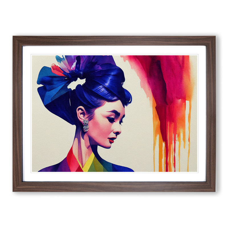 Colourful Woman - Framed Print, Walnut Framed, 34cm H x 46cm W x 2cm D