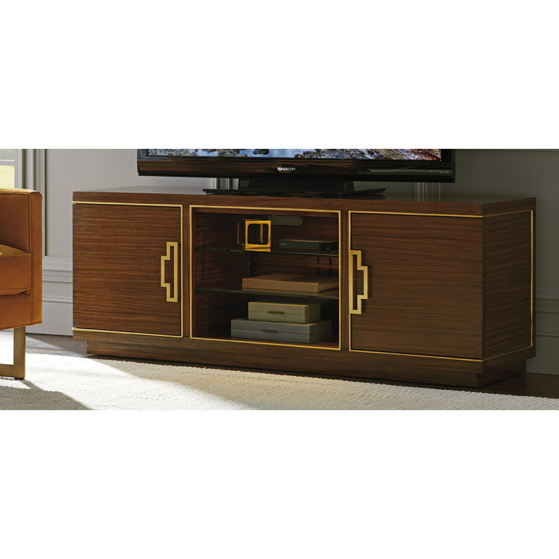 Aventura Aria 72" Transitional Zebrano Wood Media Console with Gold Accents