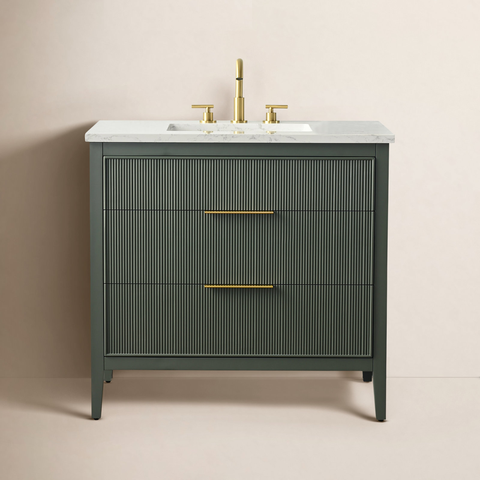 Bilroy 36" Oak Single Bathroom Vanity, Vintage Green