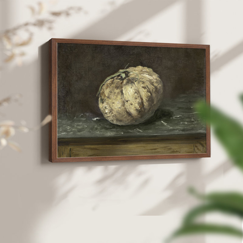 Motif floral rétro - XCIX - reproduction encadrée, Noyer, H 11 po x l 14 po