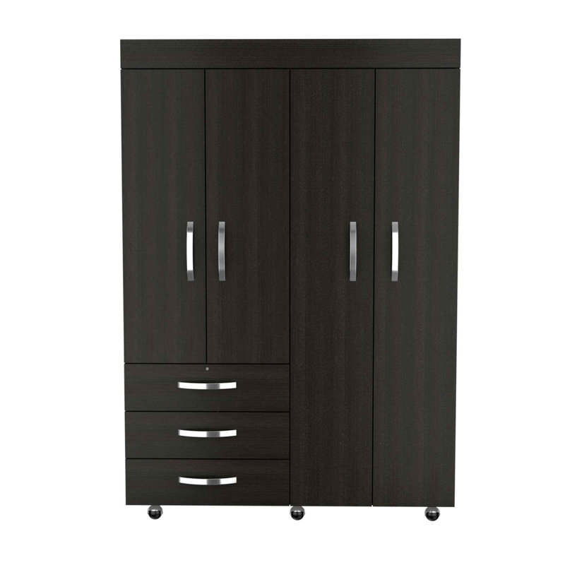 Commode combinée 47 po à trois tiroirs noire