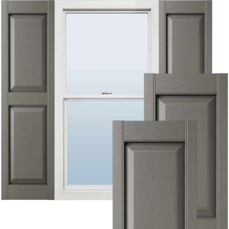 Lifetime Vinyl Standard Two Equal Raised Panel Shutters with Shutter-Locks & Matching Screws