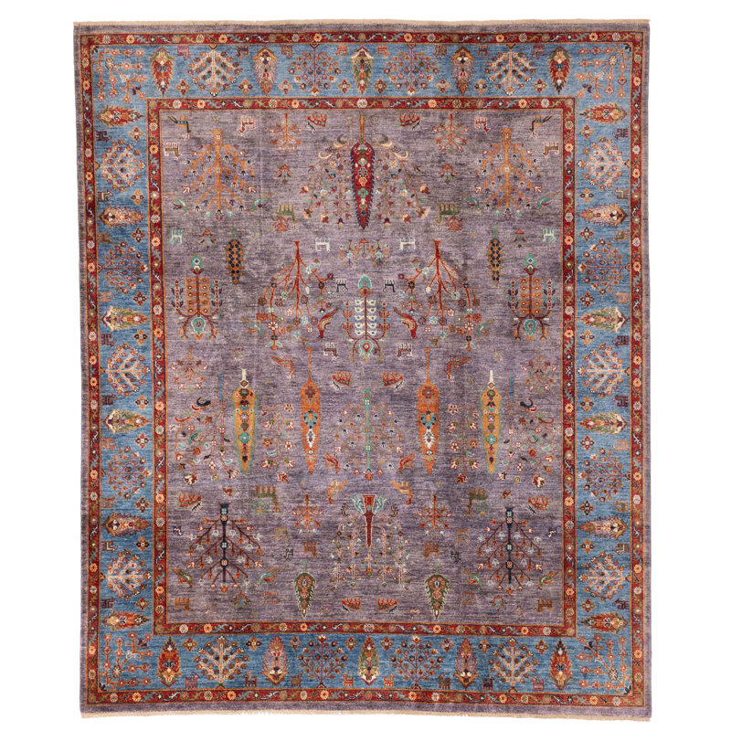 Tapis mauve moderne Ersari 8 pi 2 po x 9 pi 9 po