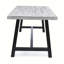 Table de salle à manger d'extérieur en bois d'acacia gris sablé clair avec cadre en métal noir rustique