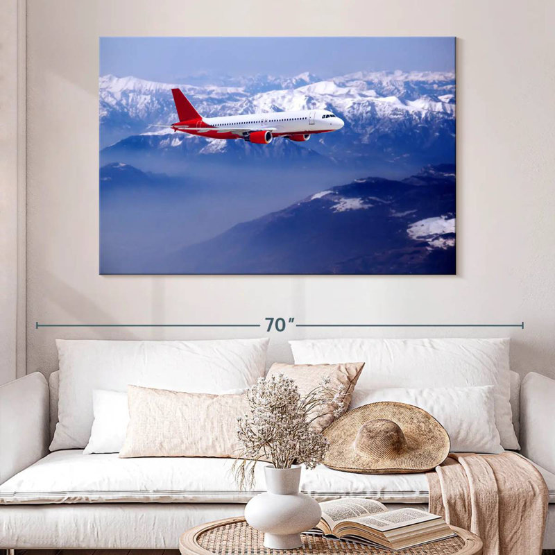 Mehar Airplane Over Snowy Mountain, 34" H x 51" W