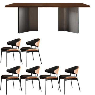 Simple modern retro solid wood dining table set