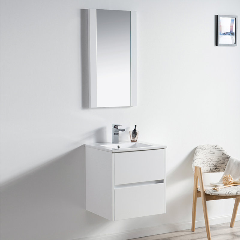 Oquendo 20.375'' Single Bathroom Vanity with Ceramic Top, Glossy White