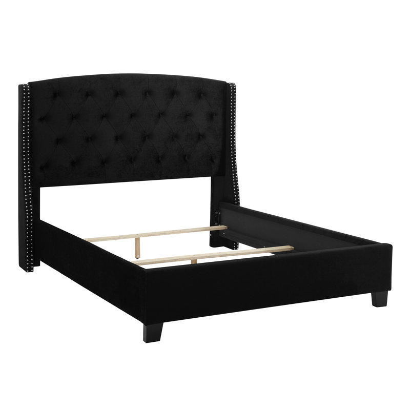Très grand lit tapissier Eva, Black