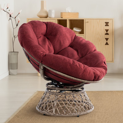 Ariyelle Swivel Papasan Accent Chair with Extra Thick Cushion for Ultimate Comfort