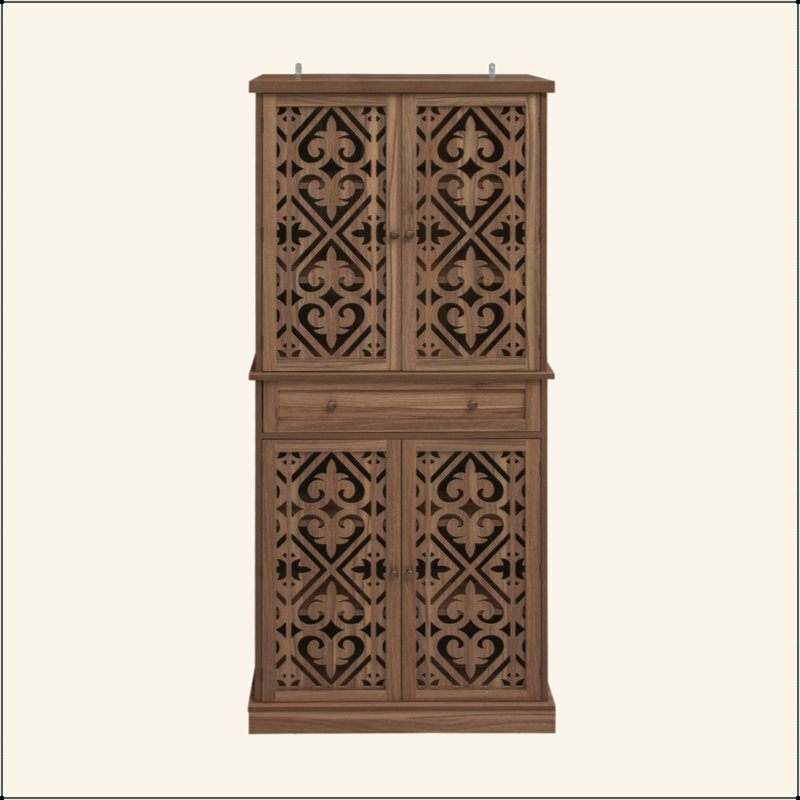 Armoire à 4 portes avec 1 tiroir, 4 tablettes intérieures réglables, armoire de rangement