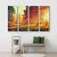 «Nature Landscape Path Through Red and Orange Autumn Park Nature», reproduction de toile tendue 4 pièces