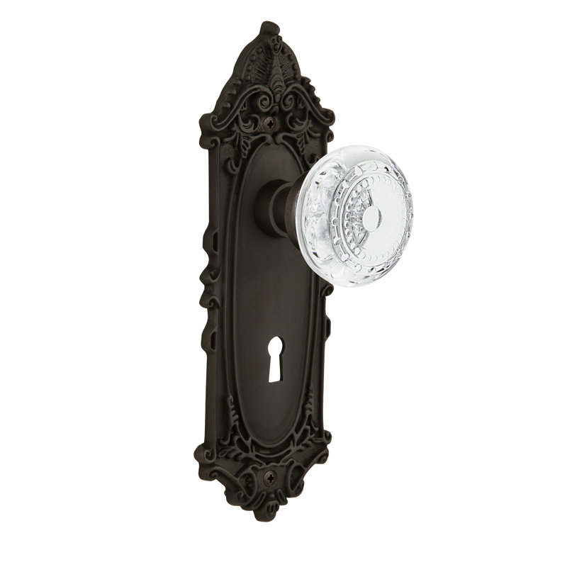 Plaque longue de porte à simple mannequin avec serrure victorian Meadows, Bronze frotté à l'huile